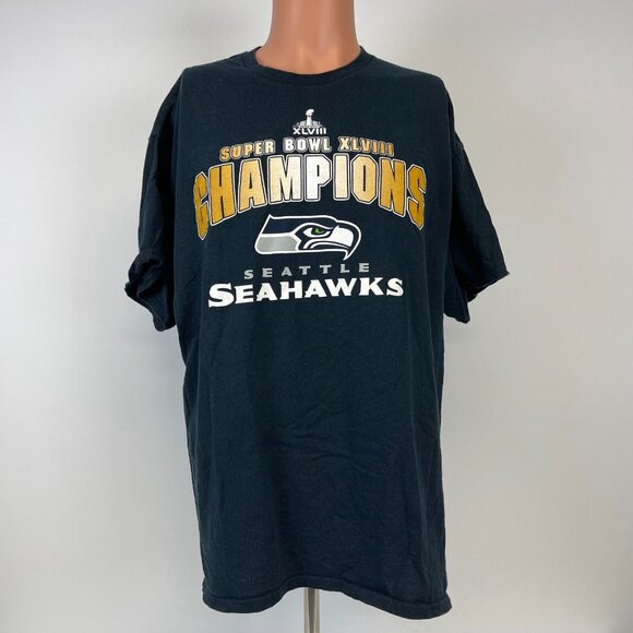 Seattle Seahawks Super Bowl 48 Champions T Shirt Mens Size XL NFL Football - Picture 2 of 4